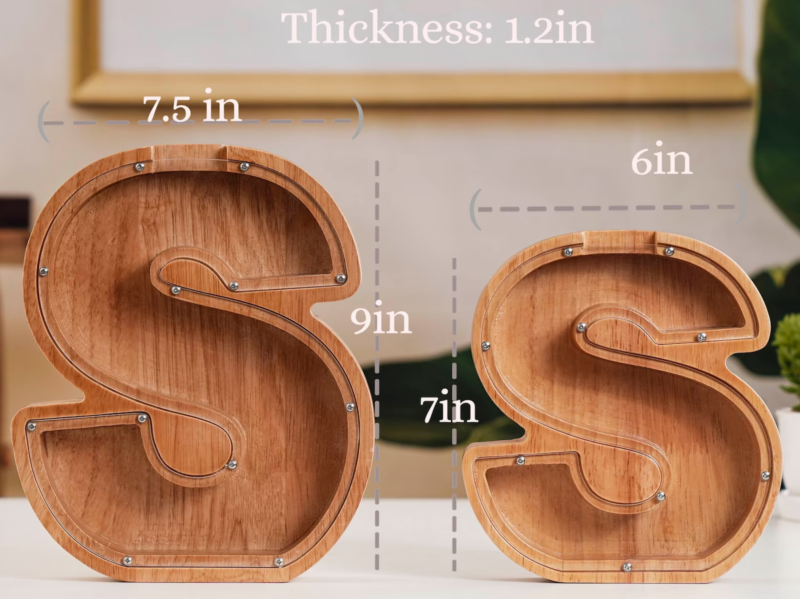 Wooden Piggy Bank for Boys or Girls